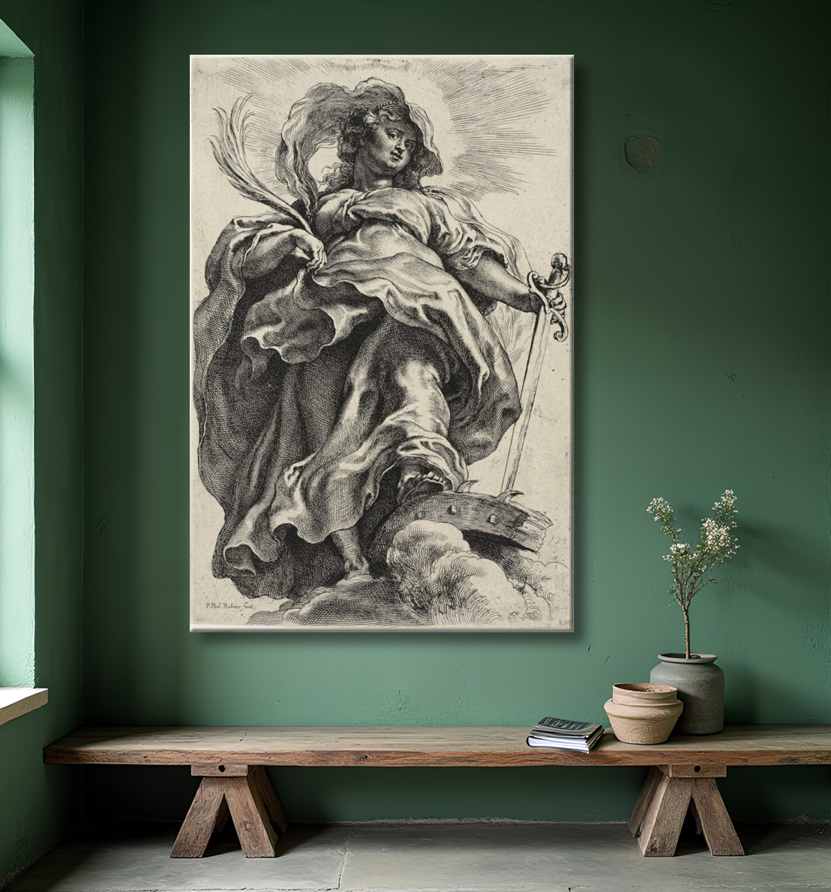 Reproduction Sainte Catherine d'Alexandrie de Peter Paul Rubens avec decor