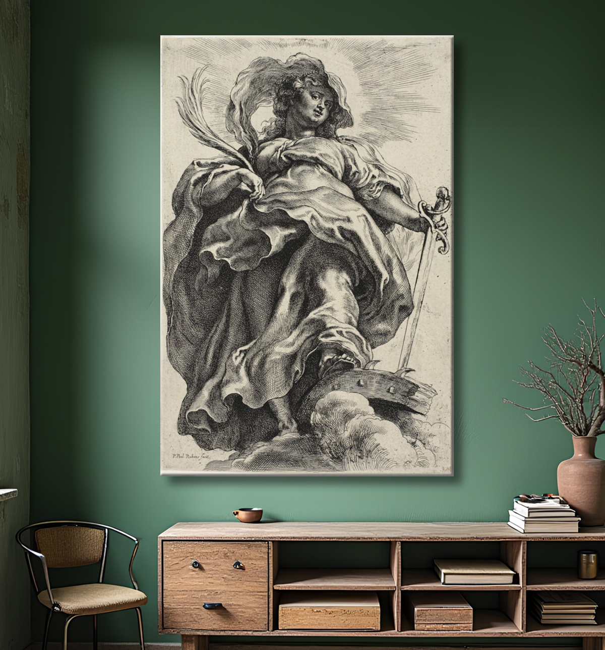 Reproduction Sainte Catherine d'Alexandrie de Peter Paul Rubens avec decor