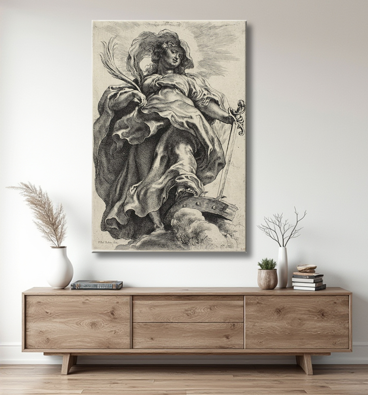 Reproduction Sainte Catherine d'Alexandrie de Peter Paul Rubens avec decor