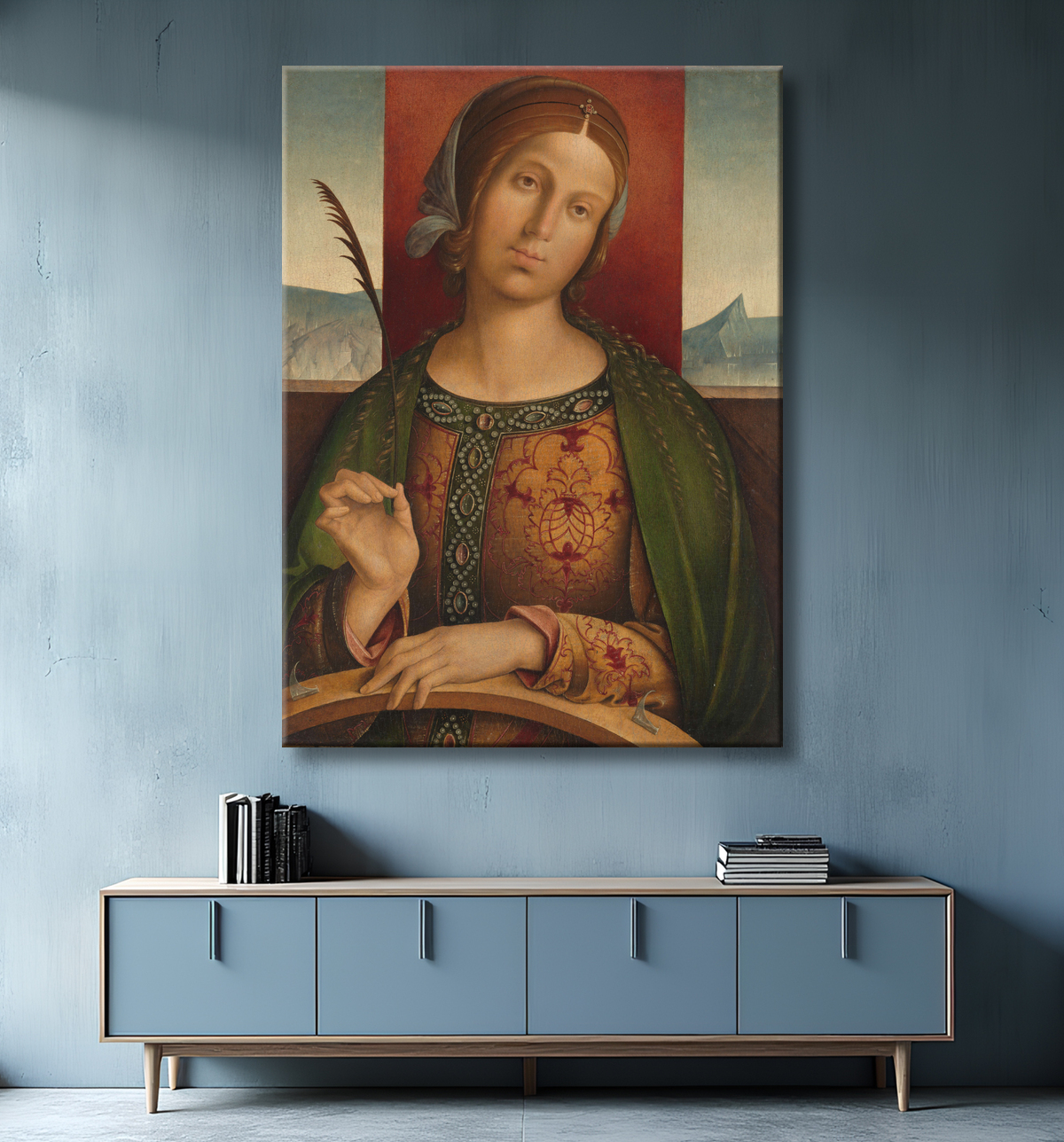 Reproduction Sainte Catherine d'Alexandrie de Francesco Zaganelli di Bosio avec decor