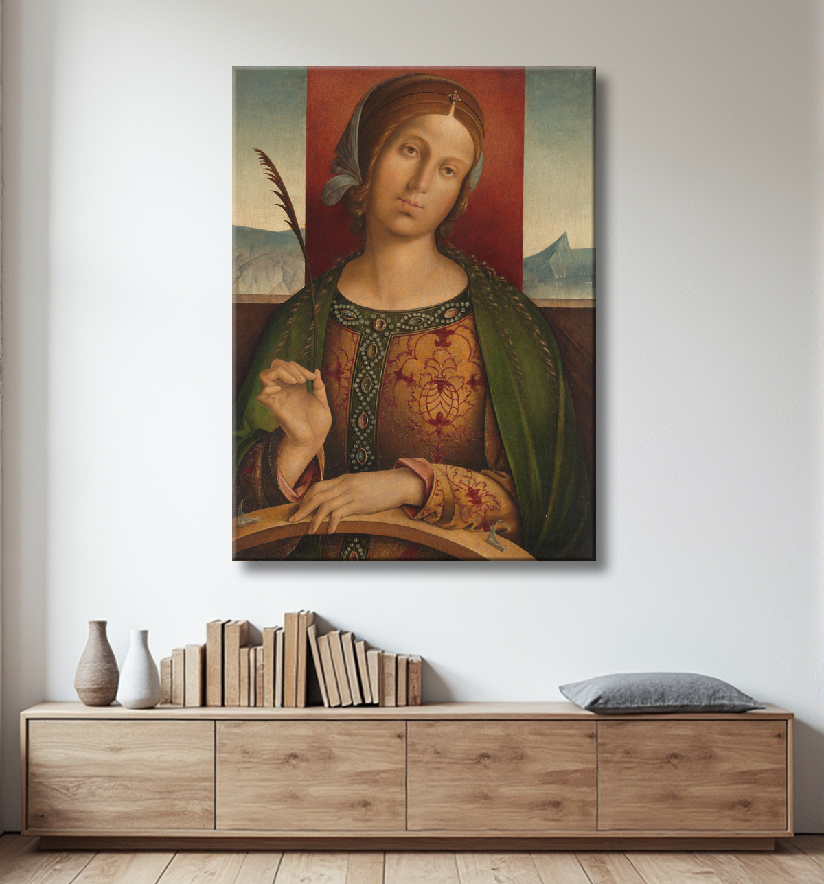 Reproduction Sainte Catherine d'Alexandrie de Francesco Zaganelli di Bosio avec decor