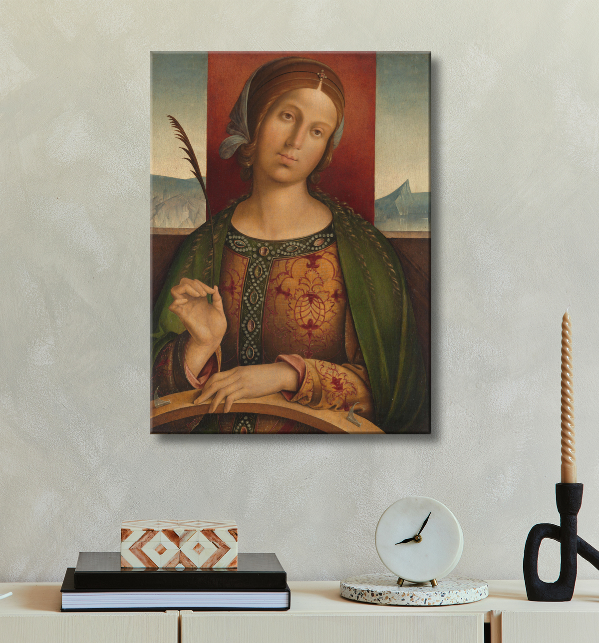 Reproduction Sainte Catherine d'Alexandrie de Francesco Zaganelli di Bosio avec decor