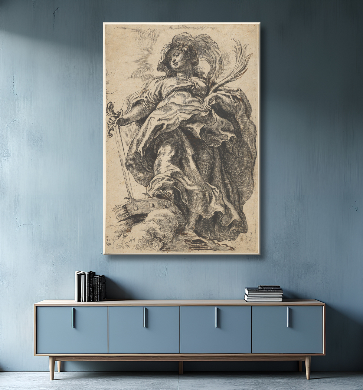 Reproduction Sainte Catherine d'Alexandrie de Peter Paul Rubens avec decor