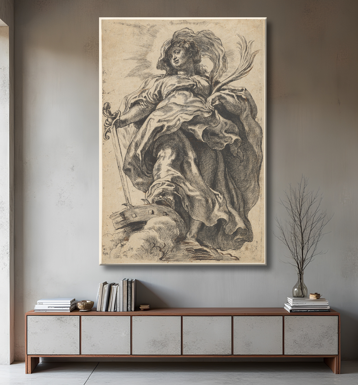 Reproduction Sainte Catherine d'Alexandrie de Peter Paul Rubens avec decor