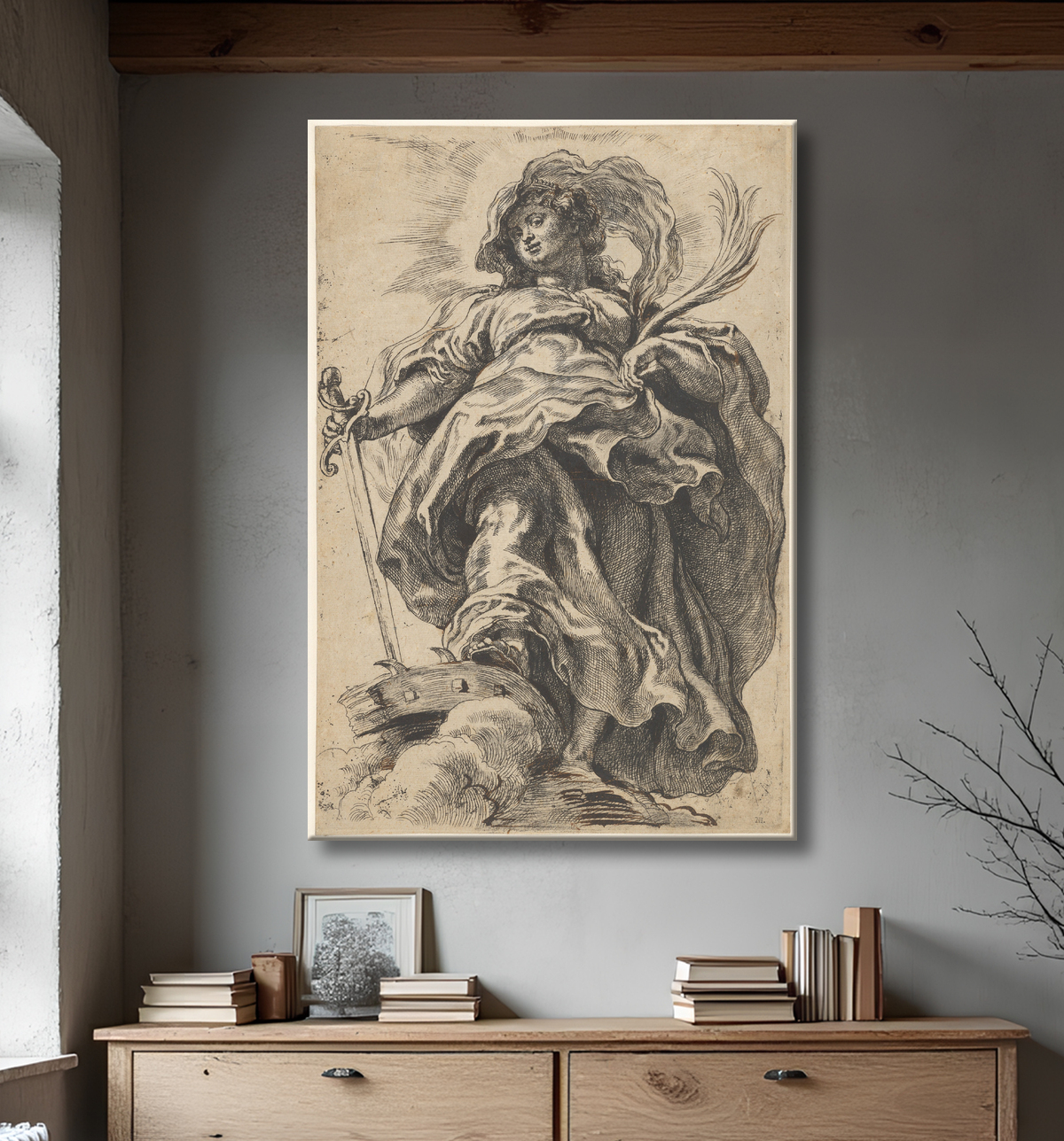 Reproduction Sainte Catherine d'Alexandrie de Peter Paul Rubens avec decor