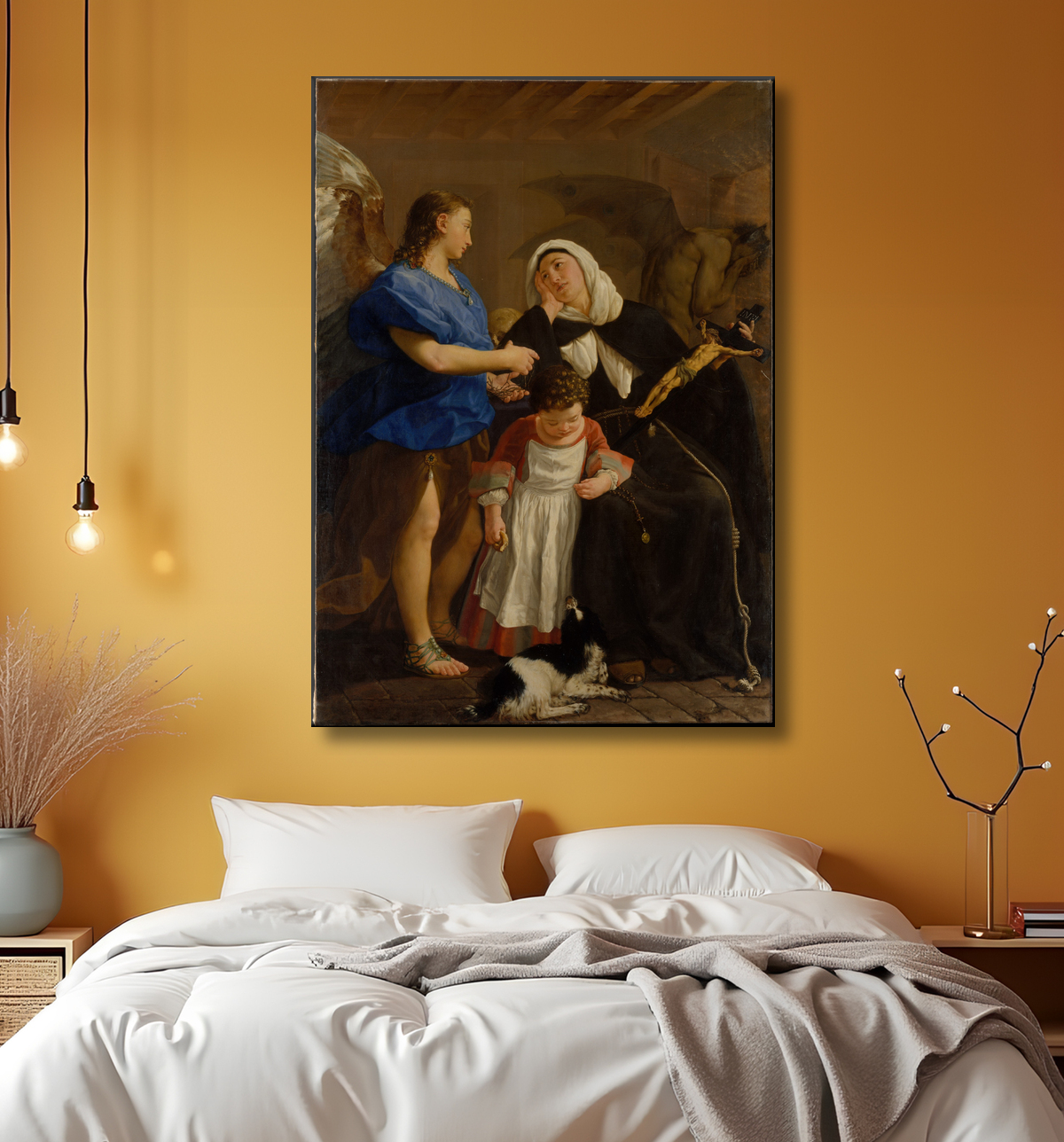 Reproduction Sainte Marguerite de Cortone de Gaspare Traversi avec decor
