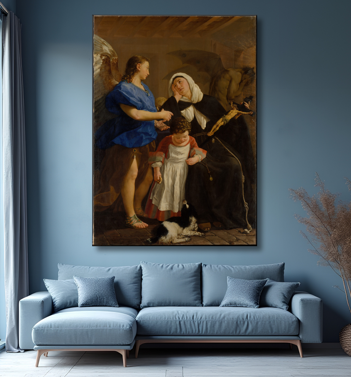 Reproduction Sainte Marguerite de Cortone de Gaspare Traversi avec decor