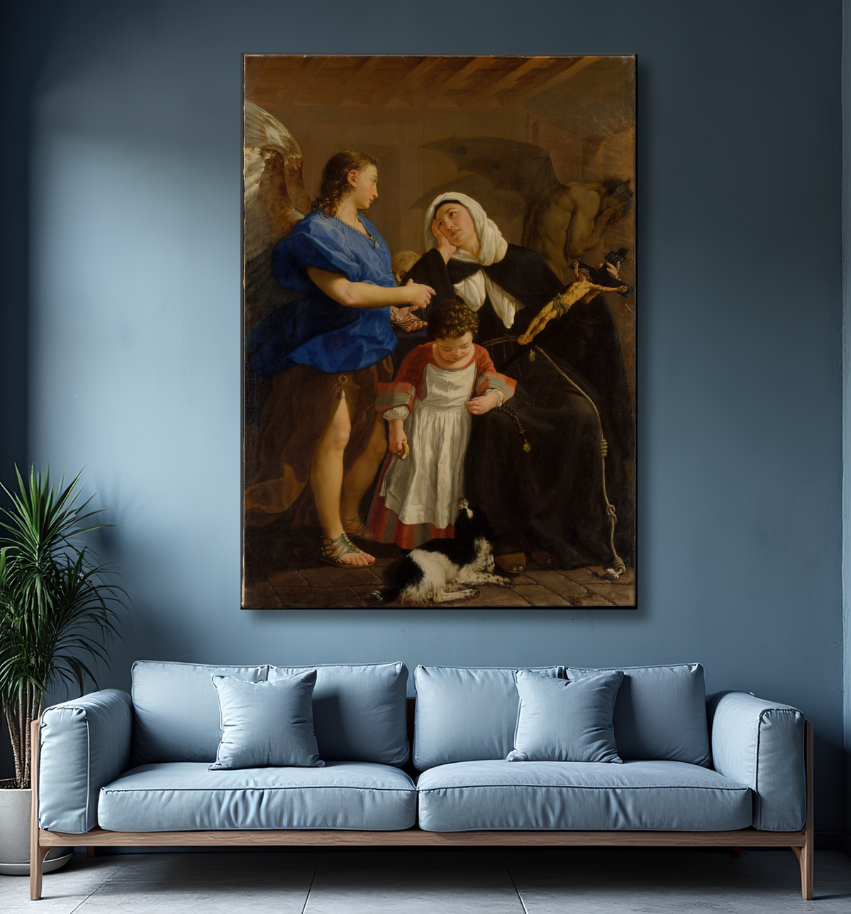 Reproduction Sainte Marguerite de Cortone de Gaspare Traversi avec decor