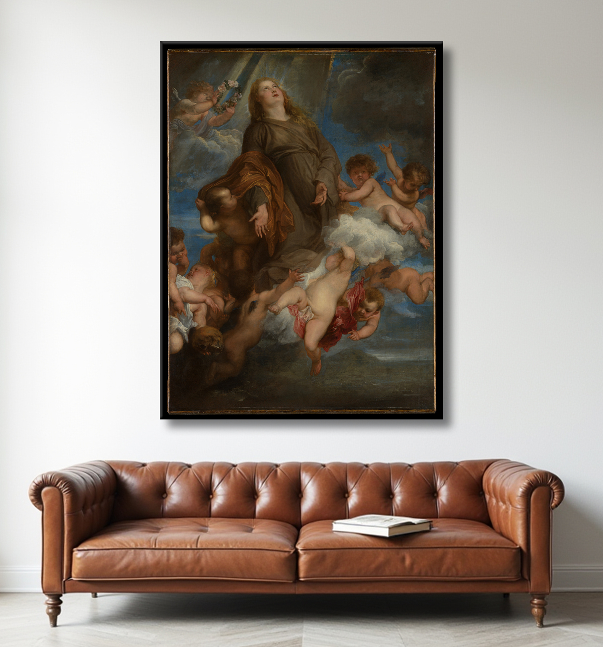 Reproduction Sainte Rosalie intercédant pour les pestiférés de Palerme de Anthony van Dyck avec decor