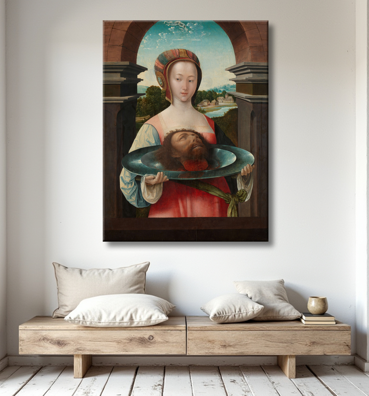 Reproduction Salomé avec la tête de Jean-Baptiste de Jacob Cornelisz van Oostsanen avec decor