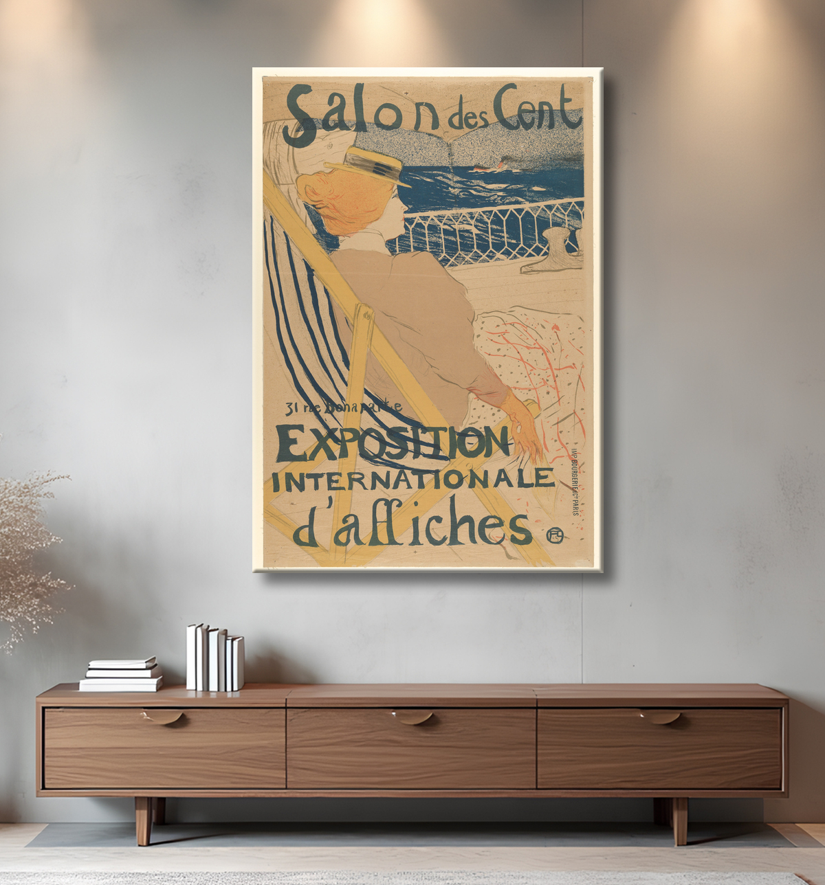 Reproduction Salon des Cent:  Exposition Internationale d'affiches de Henri de Toulouse-Lautrec avec decor