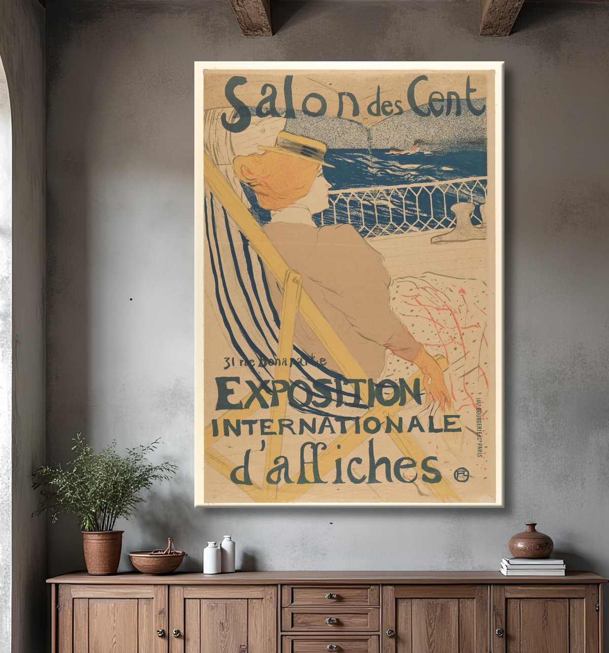 Reproduction Salon des Cent:  Exposition Internationale d'affiches de Henri de Toulouse-Lautrec avec decor