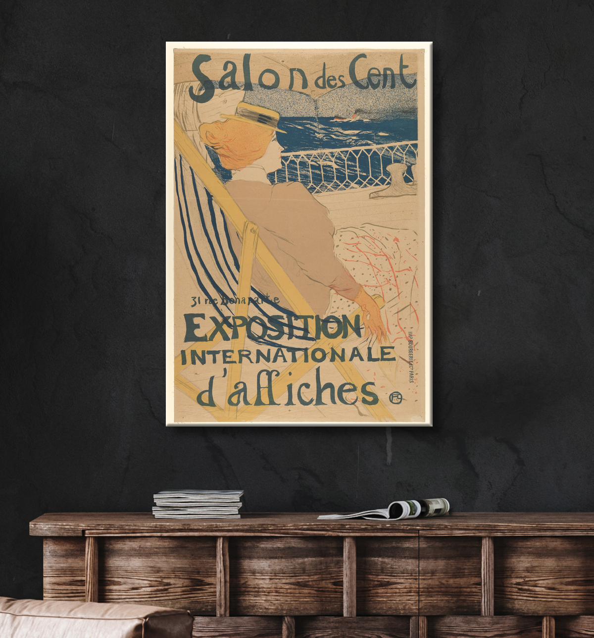 Reproduction Salon des Cent:  Exposition Internationale d'affiches de Henri de Toulouse-Lautrec avec decor