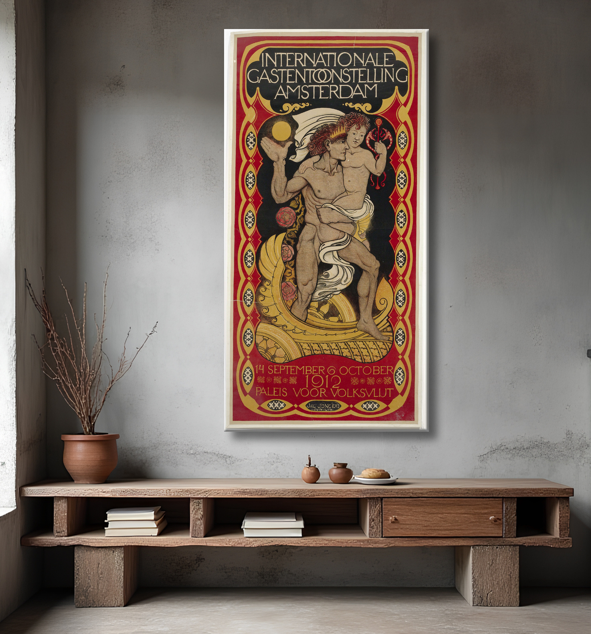 Reproduction Salon international du gaz à Amsterdam, du 14 septembre au 6 octobre. 1912 au Palais de l'Industrie de Jac Jongert avec decor