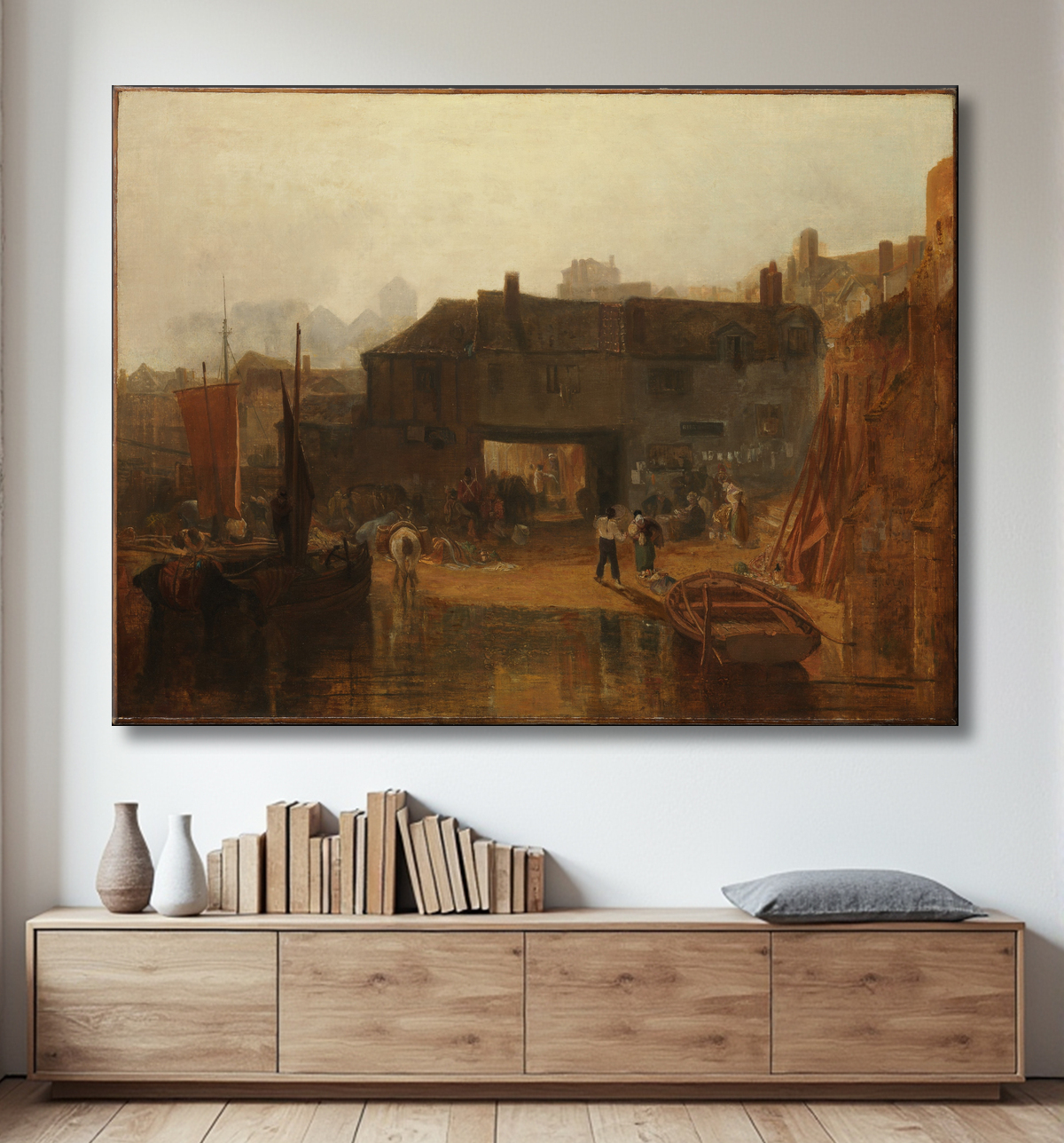 Reproduction Saltash avec le Water Ferry, Cornwall de Joseph Mallord William Turner avec decor