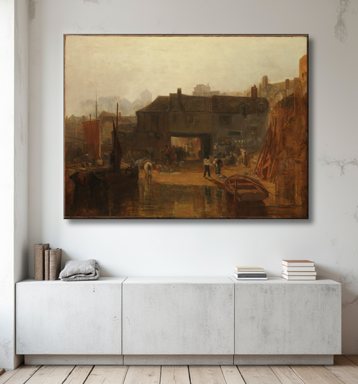 Reproduction Saltash avec le Water Ferry, Cornwall de Joseph Mallord William Turner avec decor