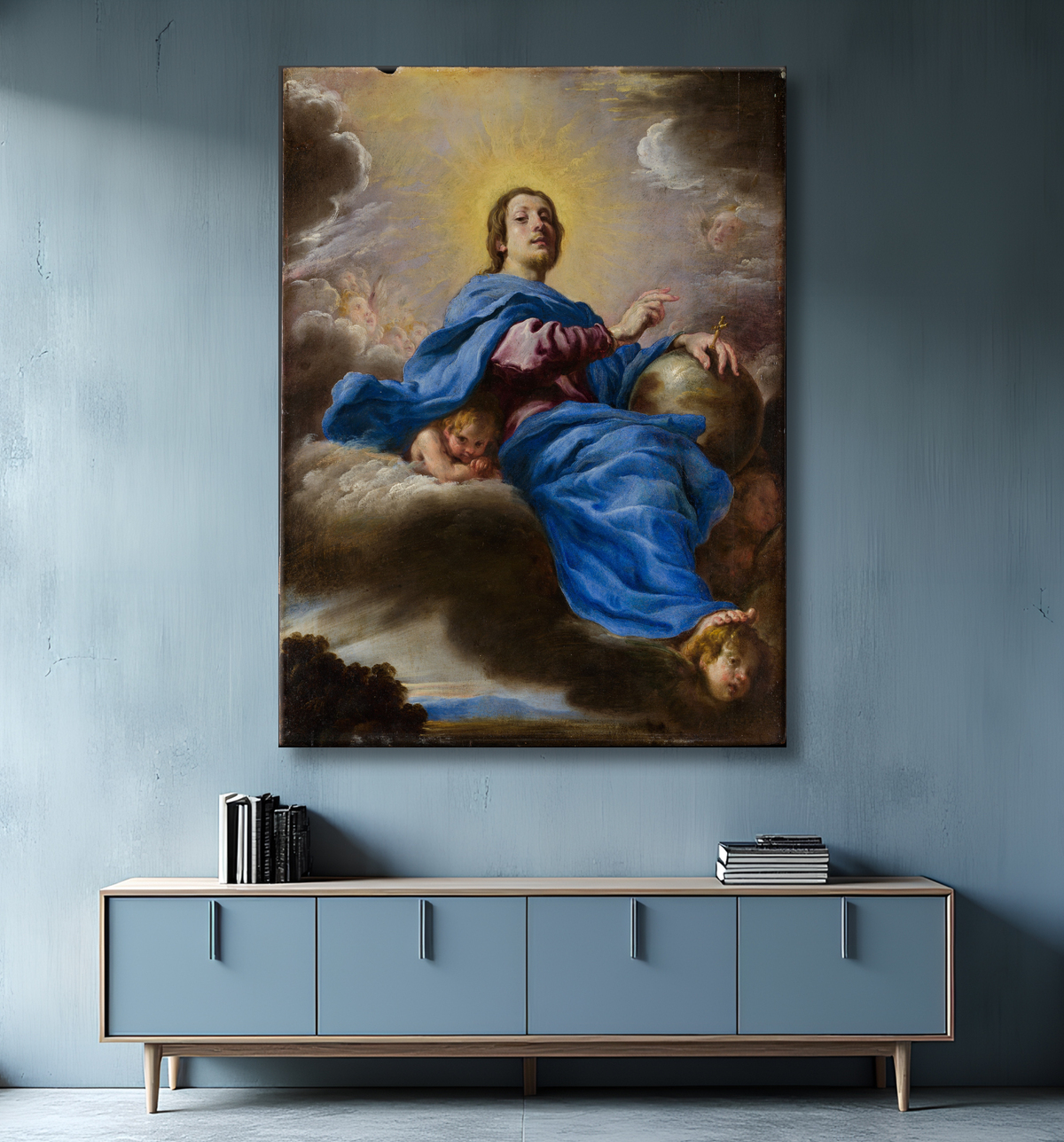 Reproduction Salvator Mundi de Domenico Fetti avec decor