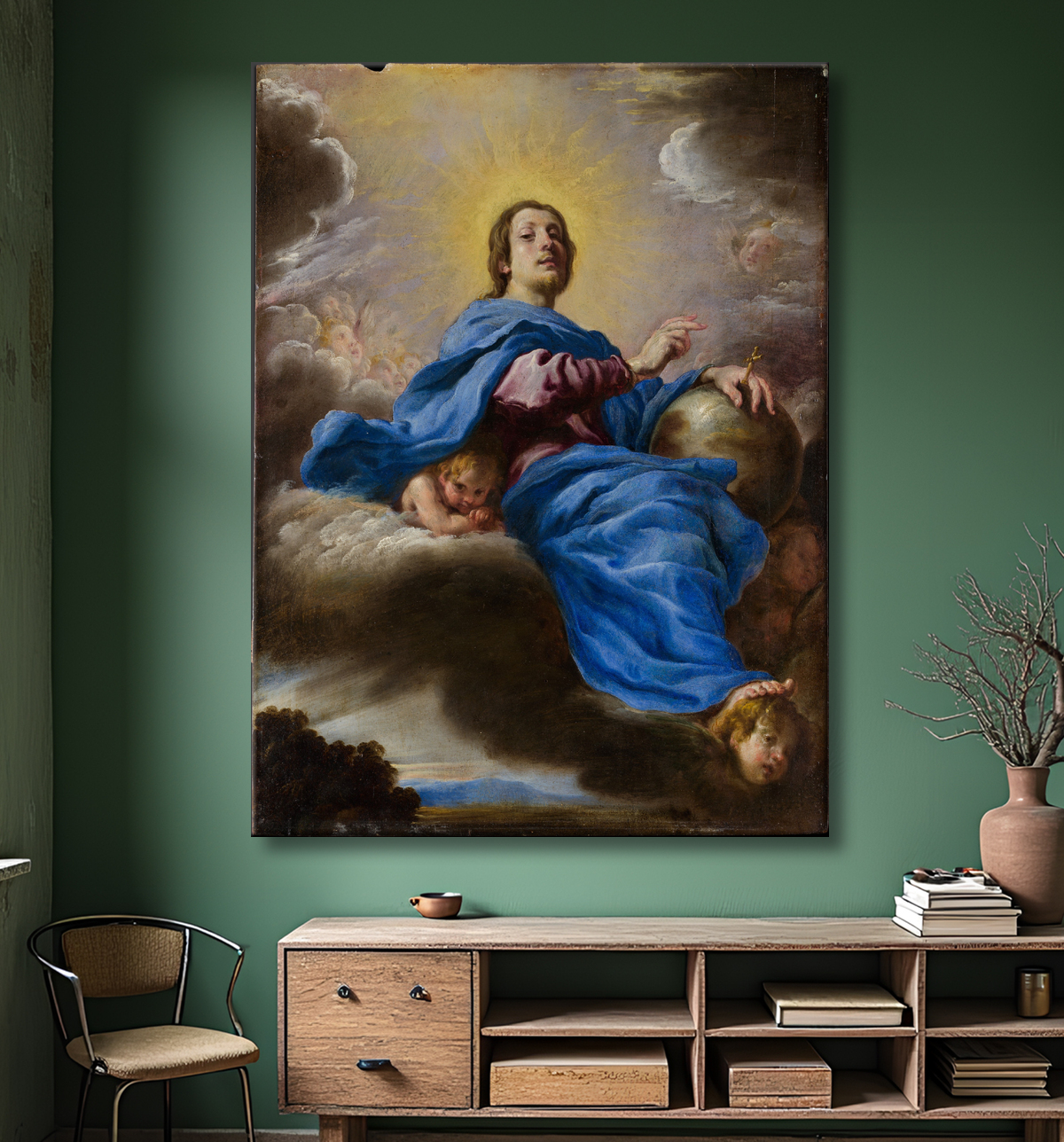 Reproduction Salvator Mundi de Domenico Fetti avec decor
