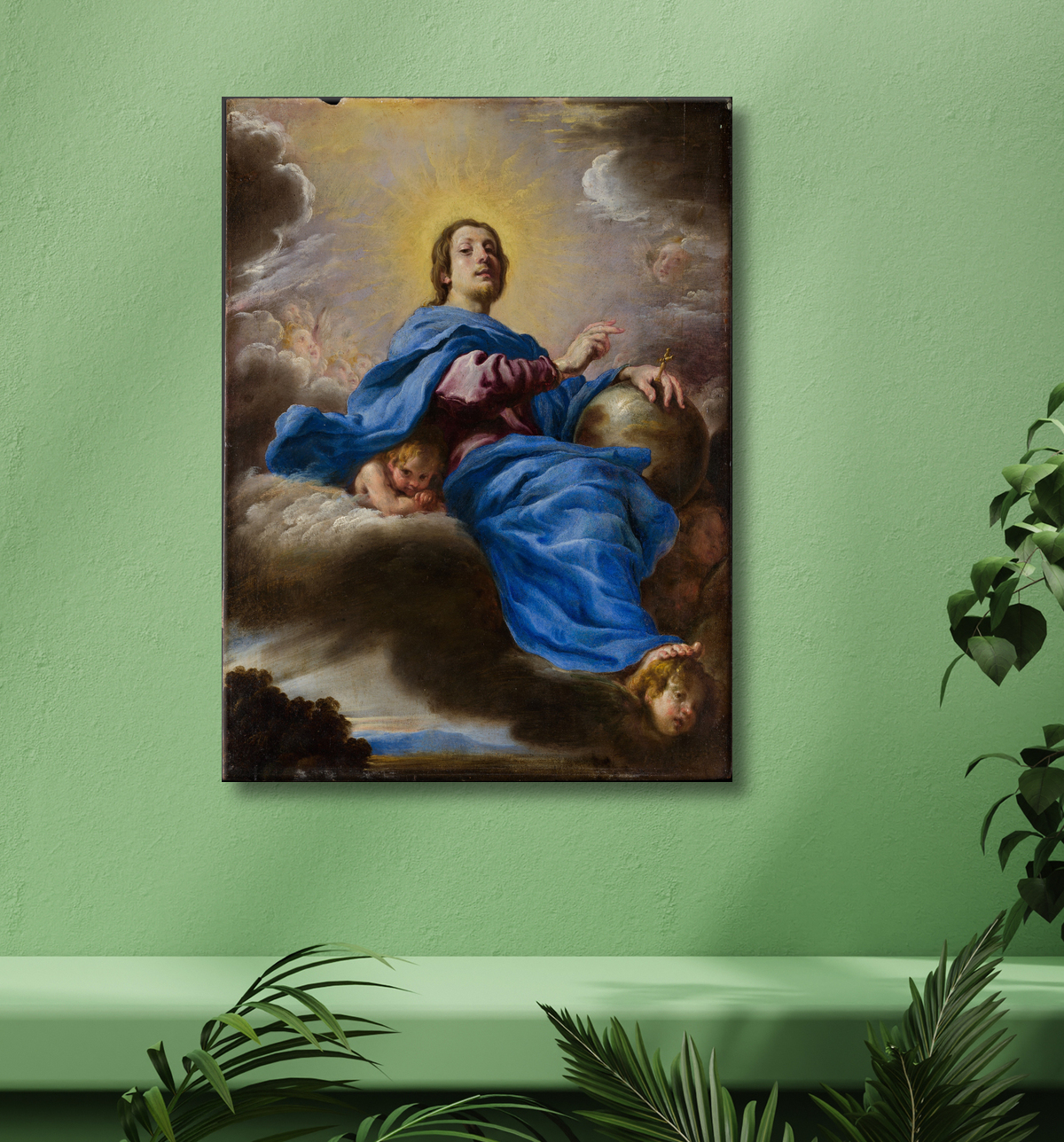 Reproduction Salvator Mundi de Domenico Fetti avec decor