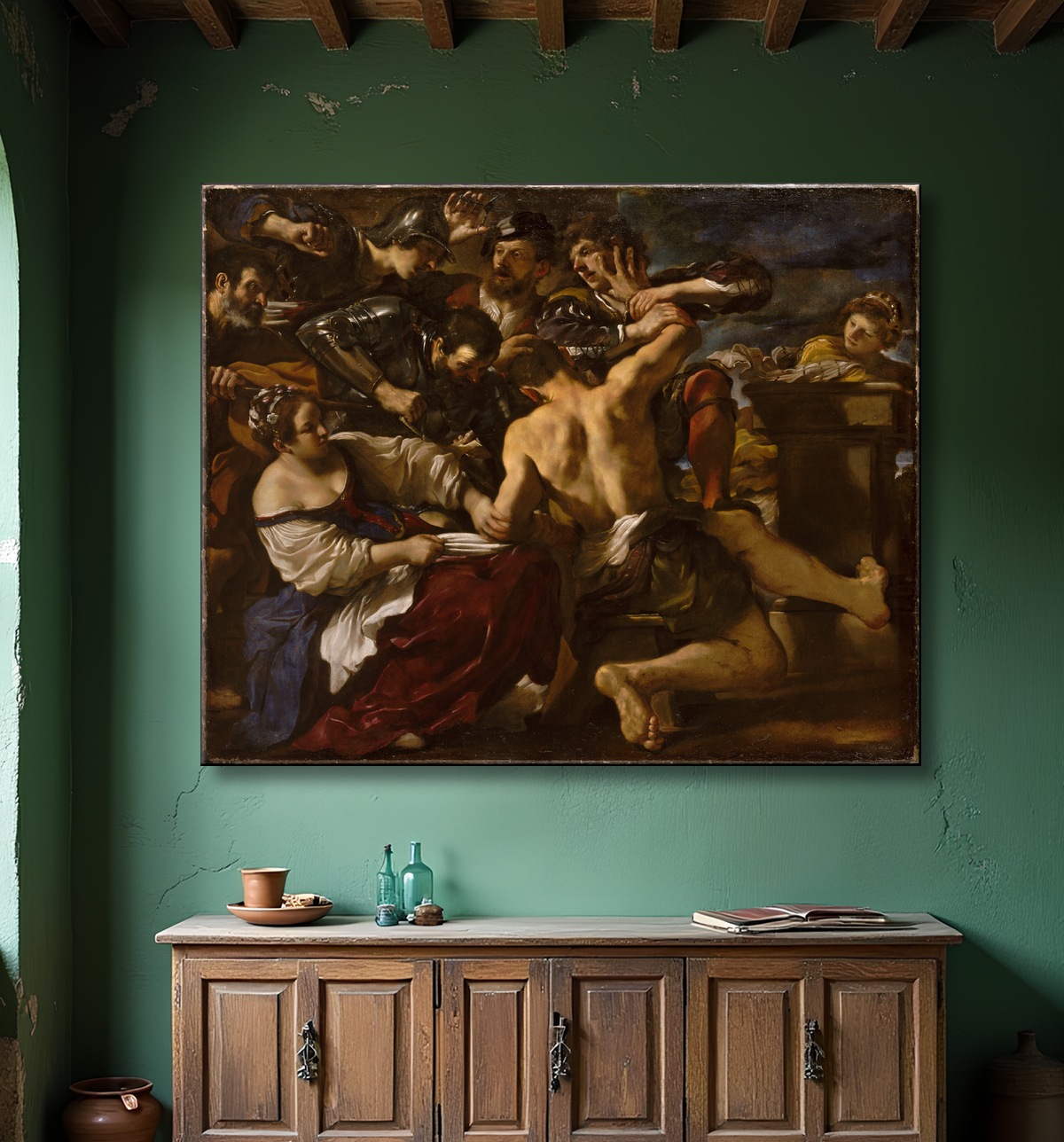 Reproduction Samson capturé par les Philistins de Guercino (Giovanni Francesco Barbieri) avec decor