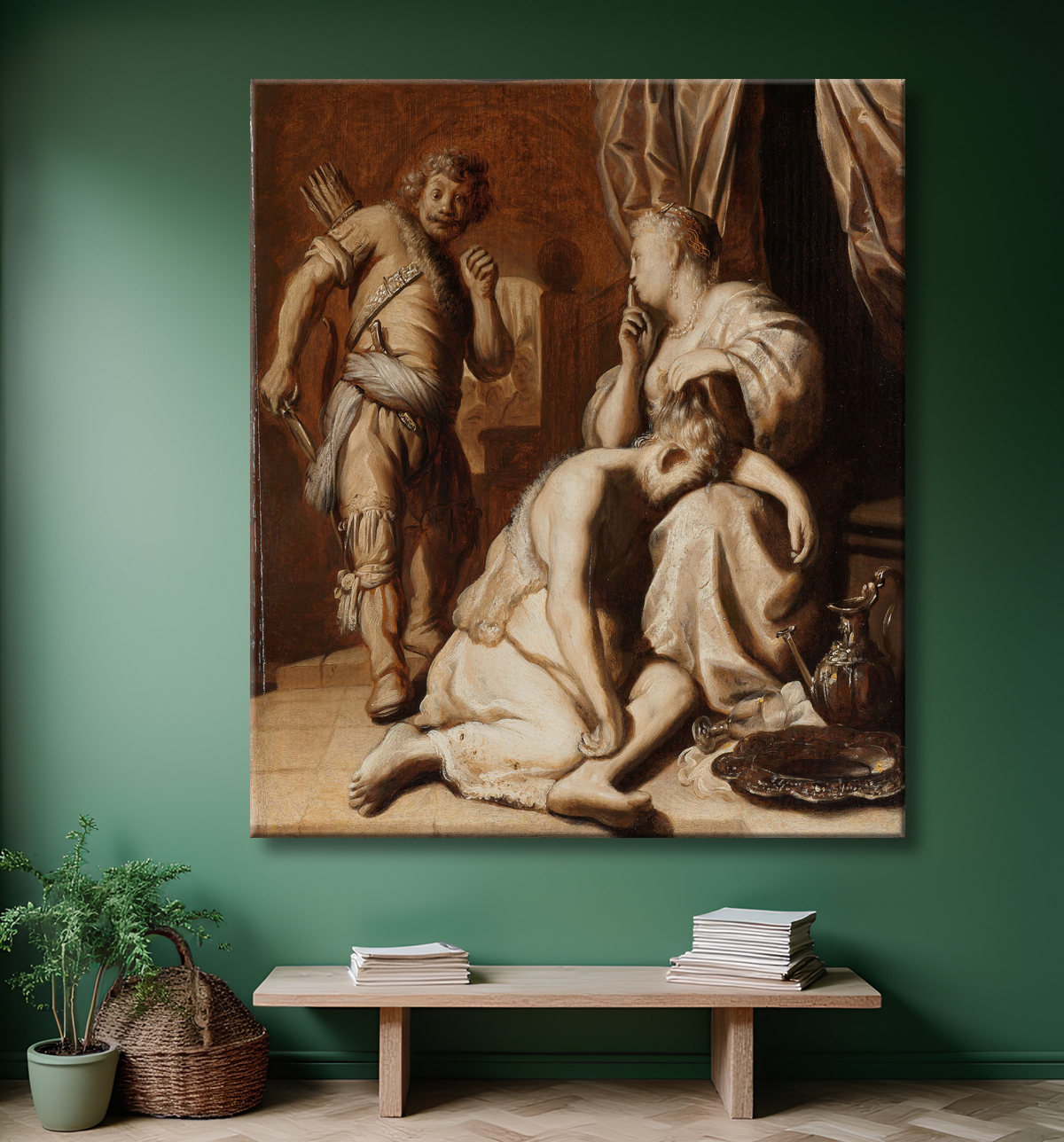 Reproduction Samson et Dalila de Rembrandt van Rijn avec decor