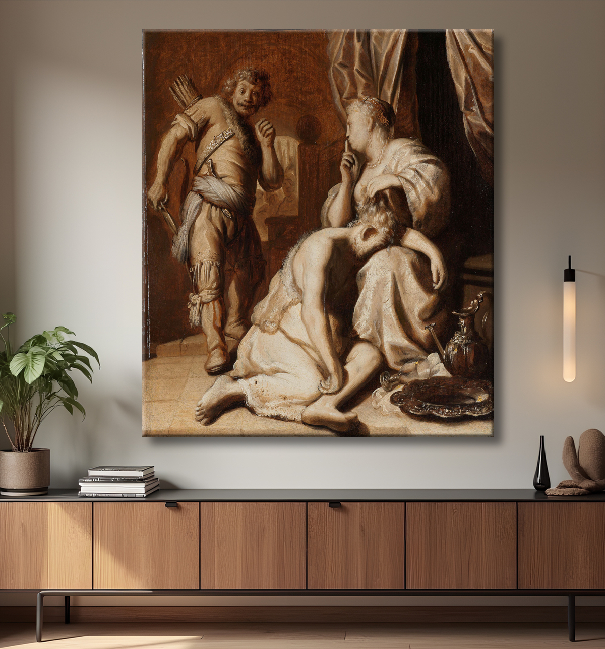 Reproduction Samson et Dalila de Rembrandt van Rijn avec decor