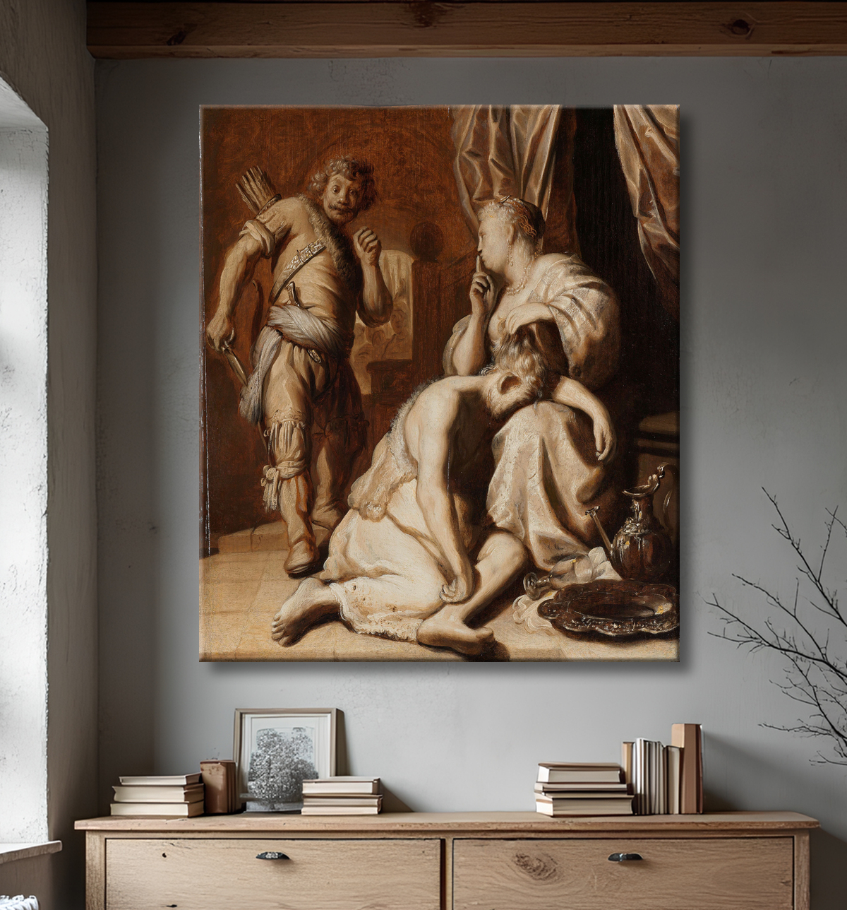 Reproduction Samson et Dalila de Rembrandt van Rijn avec decor