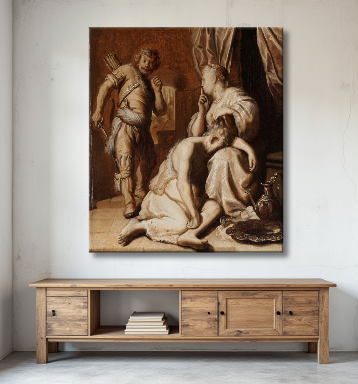 Reproduction Samson et Dalila de Rembrandt van Rijn avec decor