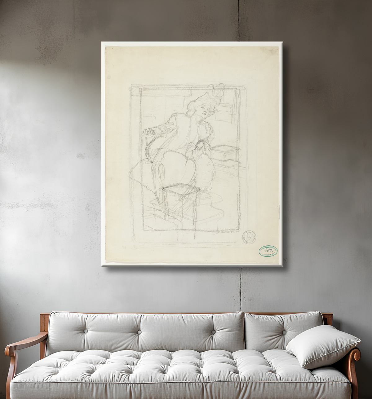 Reproduction Sarah Bernhardt de Alphonse Marie Mucha avec decor