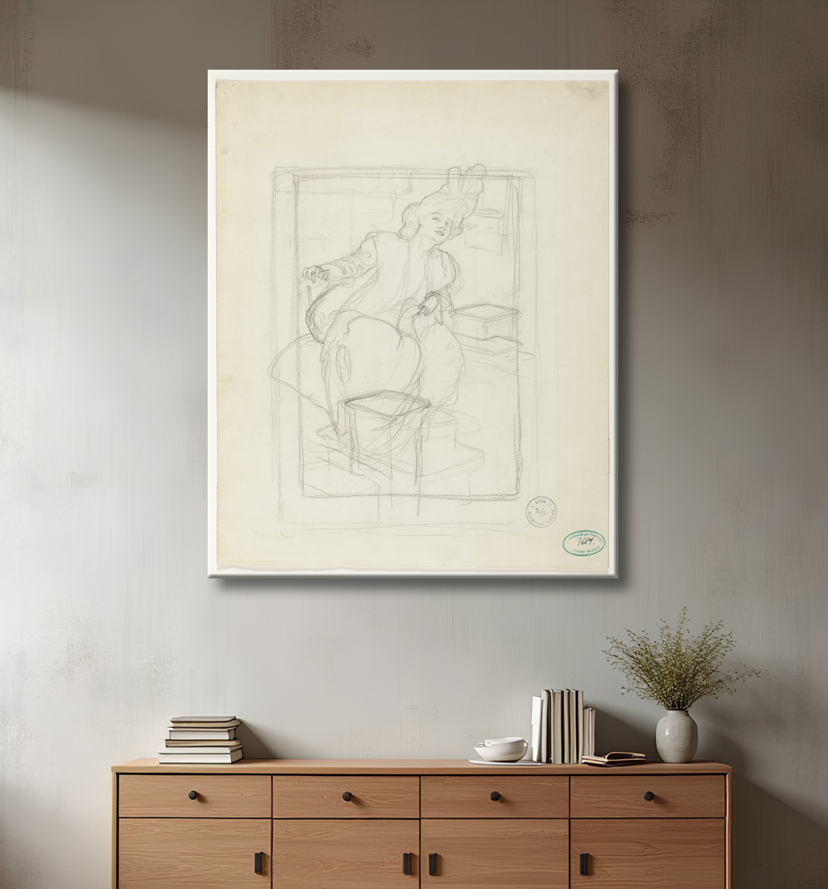 Reproduction Sarah Bernhardt de Alphonse Marie Mucha avec decor
