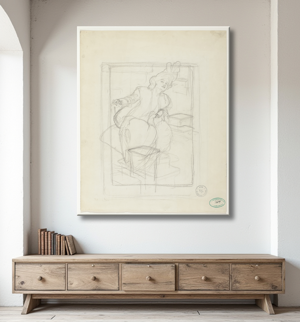 Reproduction Sarah Bernhardt de Alphonse Marie Mucha avec decor