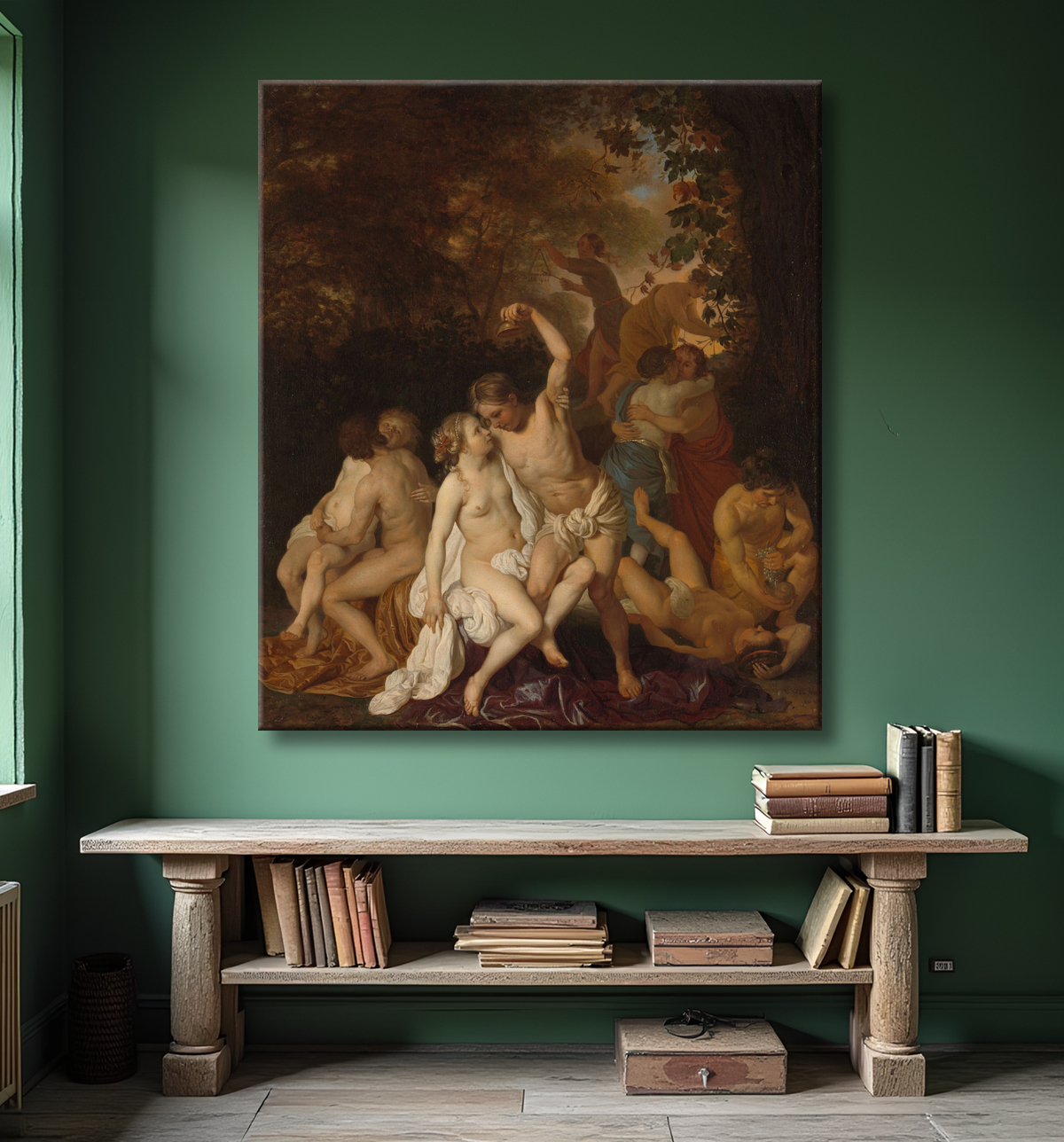 Reproduction Scène avec Bacchantes de Jacob van Loo avec decor