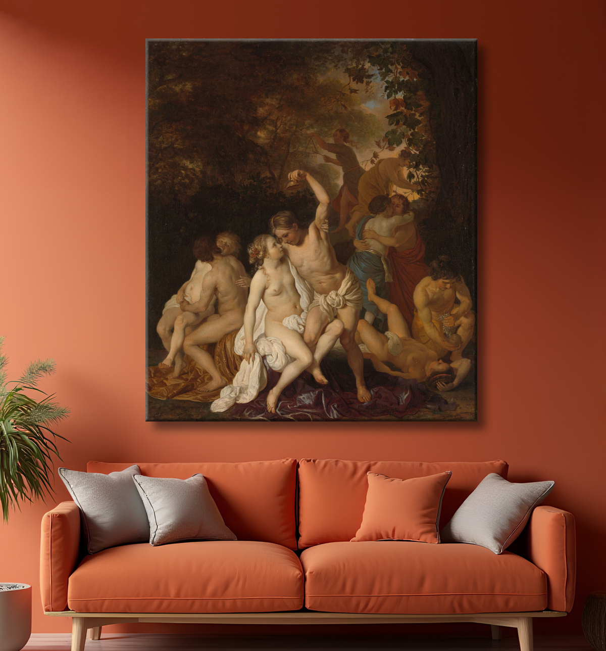 Reproduction Scène avec Bacchantes de Jacob van Loo avec decor