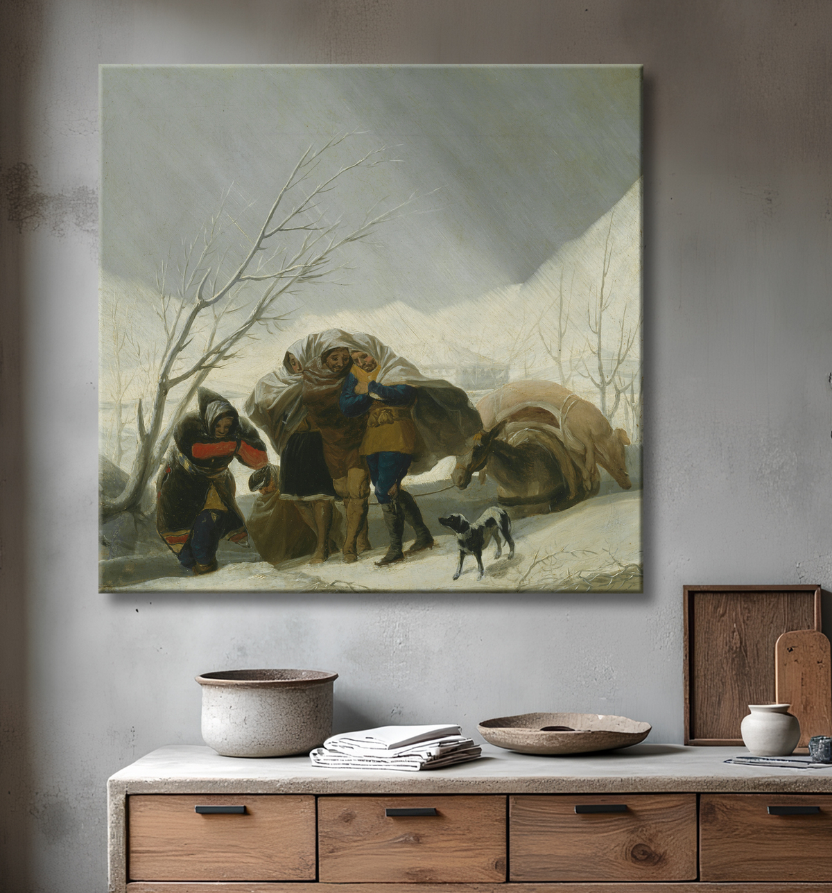 Reproduction Scène d'hiver de Francisco José de Goya y Lucientes avec decor