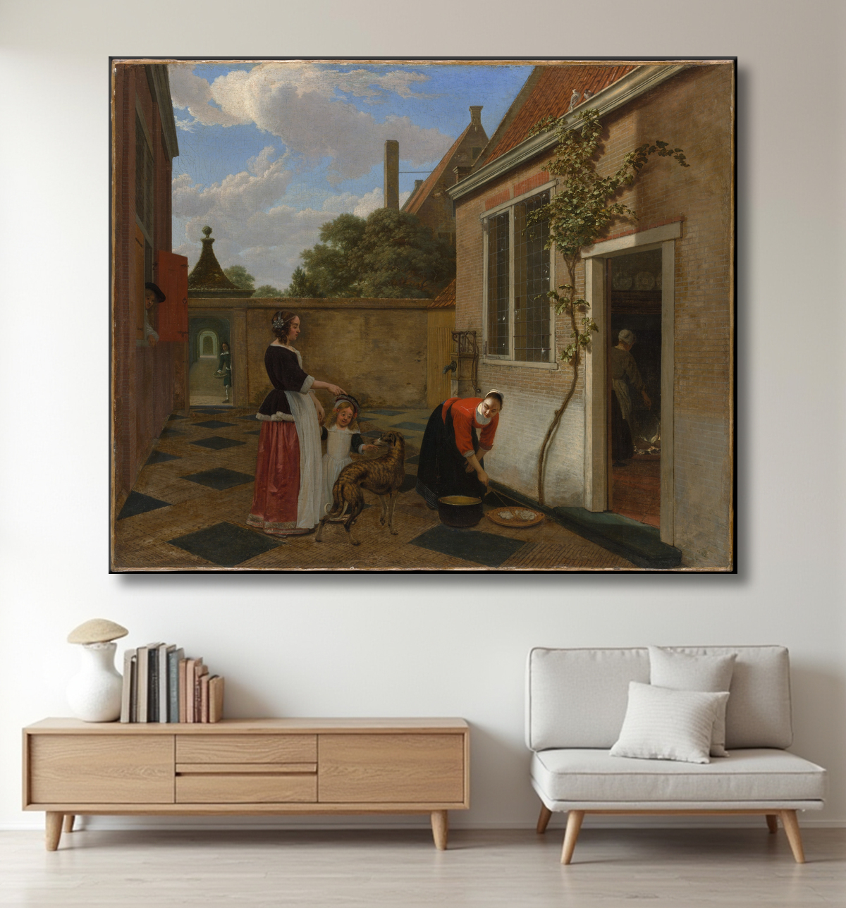 Reproduction Scène dans une cour de Ludolf de Jongh avec decor