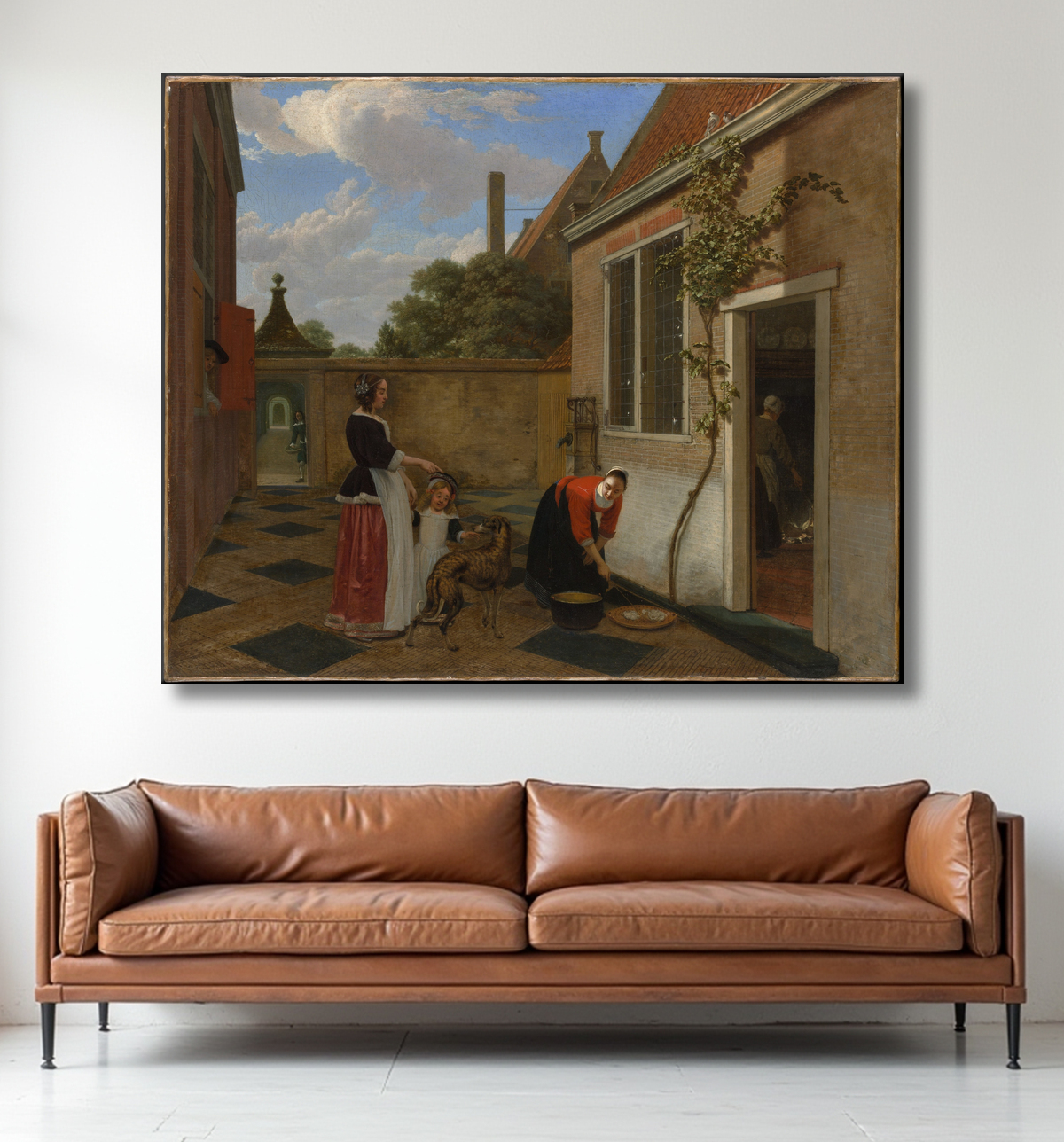 Reproduction Scène dans une cour de Ludolf de Jongh avec decor