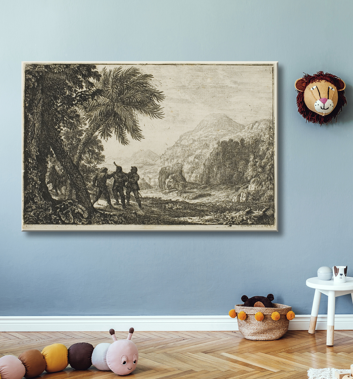 Reproduction Scène de brigands de Claude Lorrain avec decor