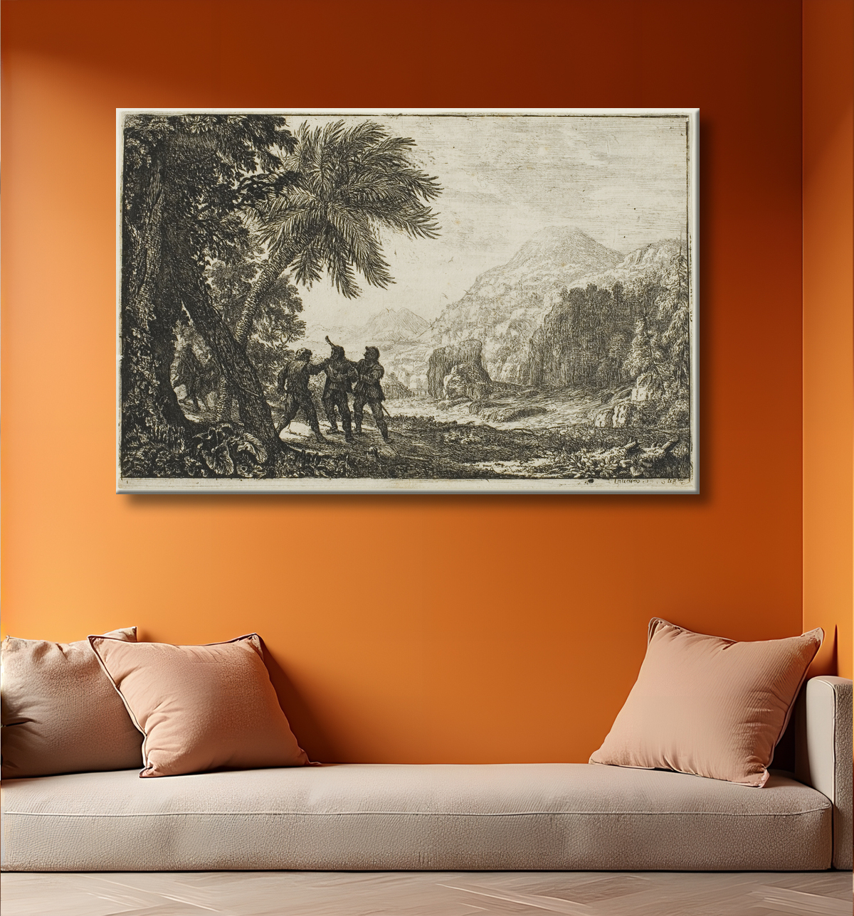 Reproduction Scène de brigands de Claude Lorrain avec decor