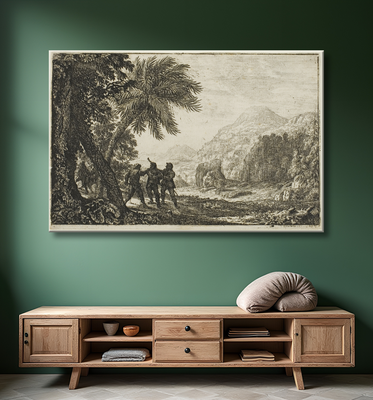 Reproduction Scène de brigands de Claude Lorrain avec decor