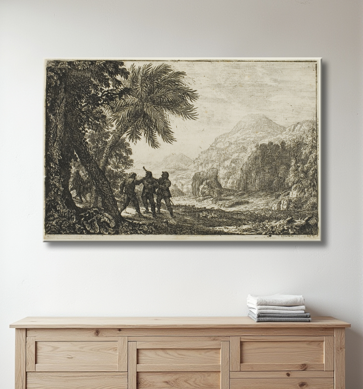 Reproduction Scène de brigands de Claude Lorrain avec decor