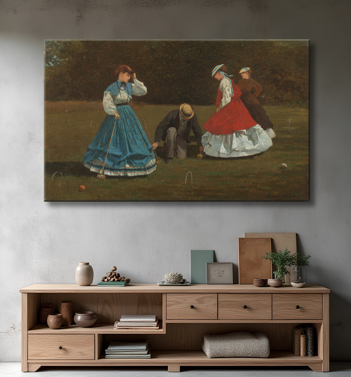 Reproduction Scène de croquet de Winslow Homer avec decor