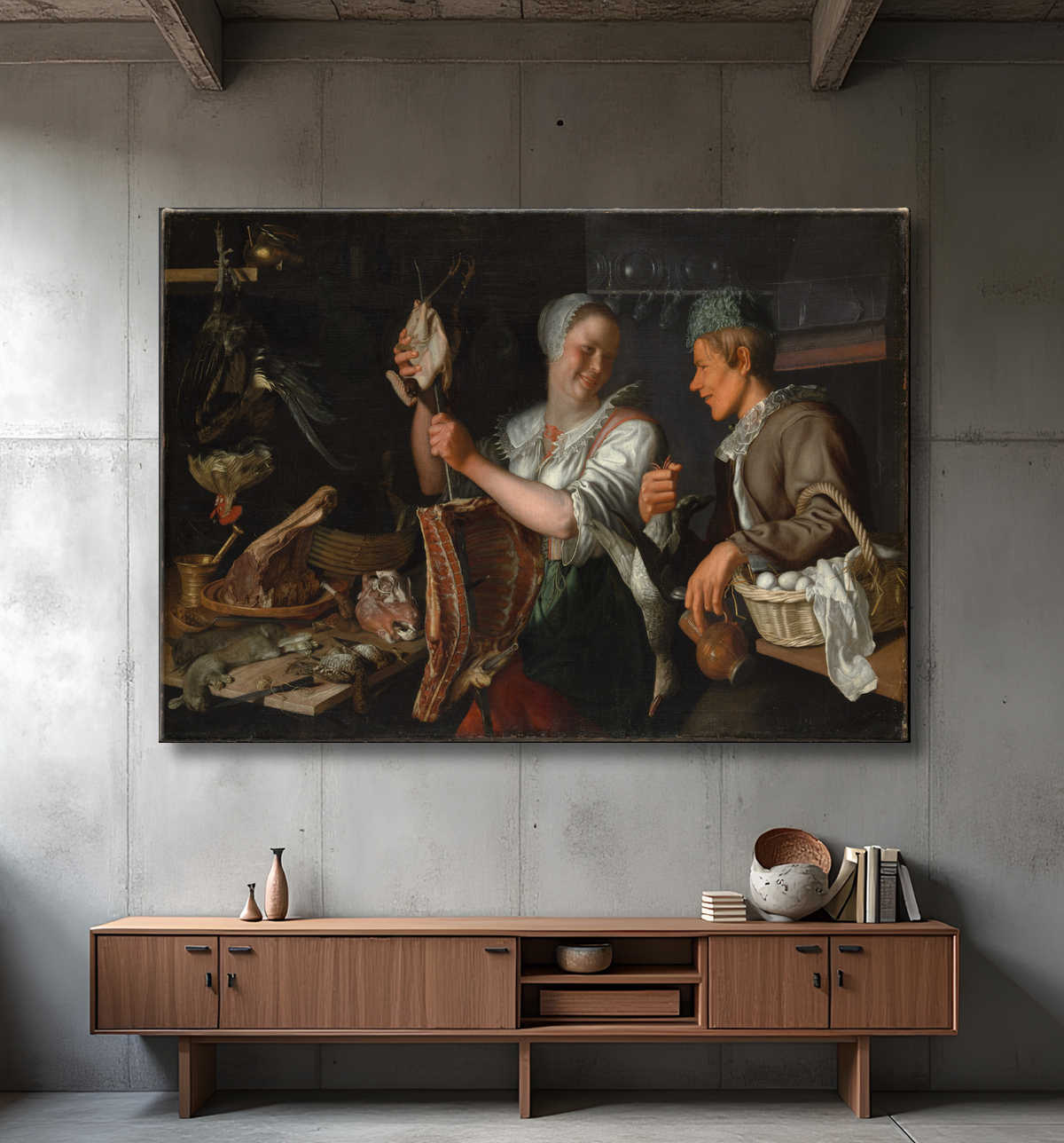 Reproduction Scène de cuisine de Peter Wtewael avec decor