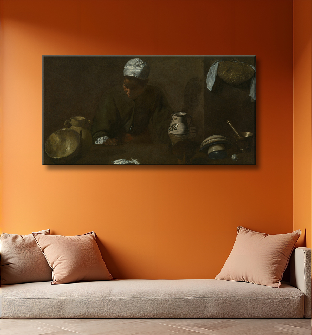 Reproduction Scène de cuisine de Diego Velázquez avec decor