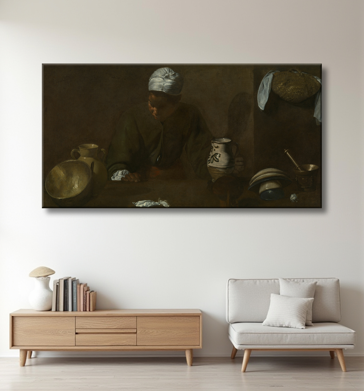 Reproduction Scène de cuisine de Diego Velázquez avec decor