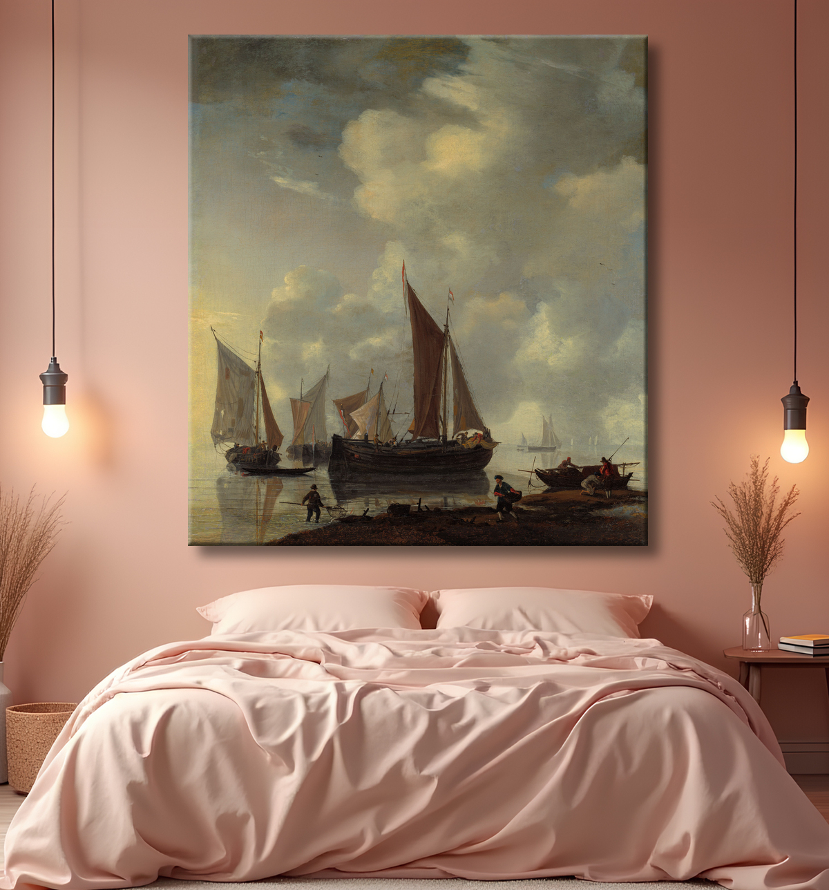 Reproduction Scène de la côte de Reinier Zeeman, (Reinier Nooms) avec decor
