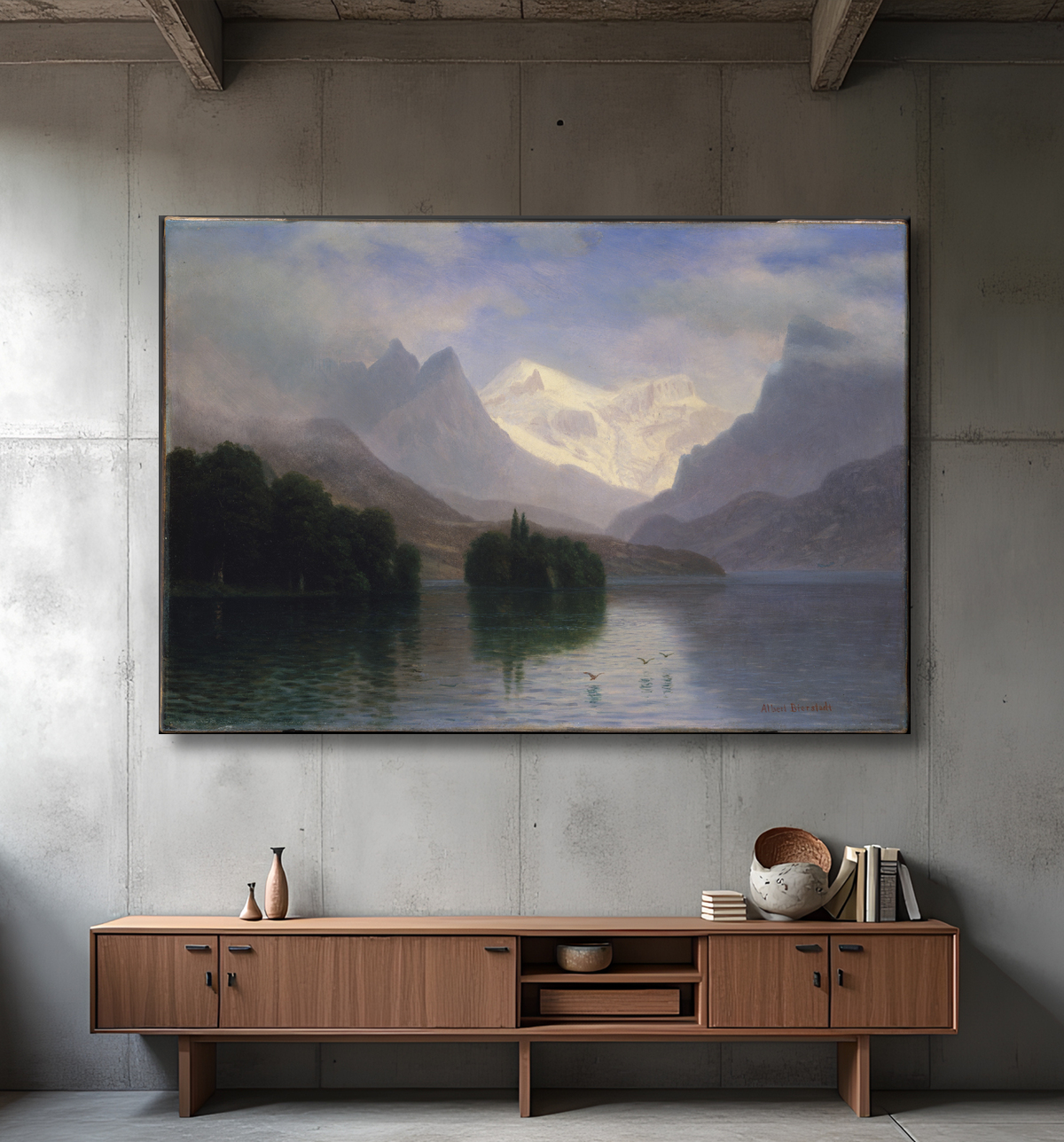 Reproduction Scène de montagne de Albert Bierstadt avec decor