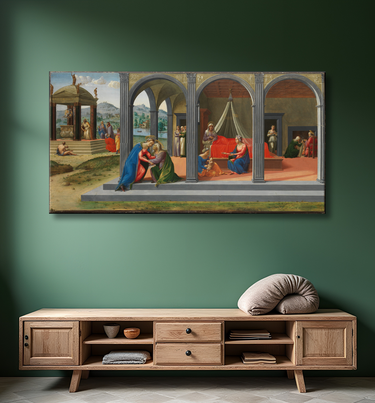 Reproduction Scènes de la vie de saint Jean-Baptiste de Francesco Granacci (Francesco di Andrea di Marco) avec decor