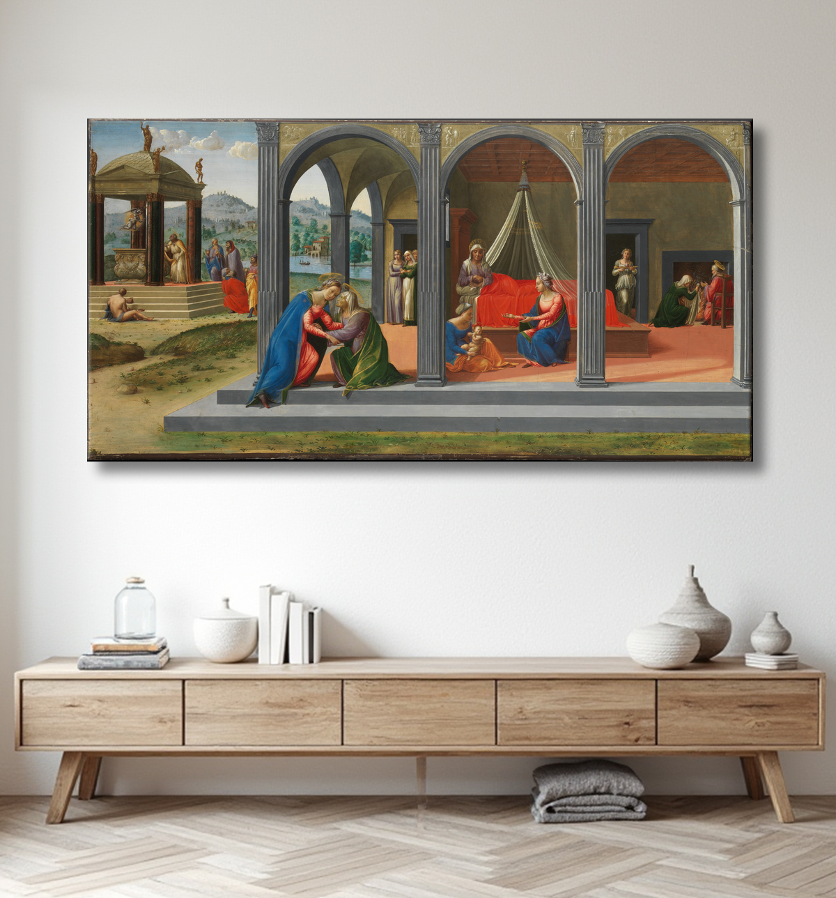 Reproduction Scènes de la vie de saint Jean-Baptiste de Francesco Granacci (Francesco di Andrea di Marco) avec decor
