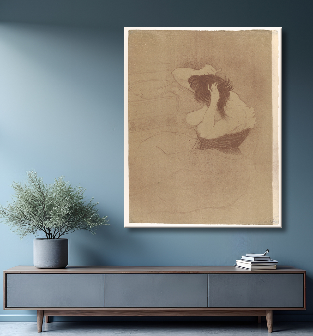 Reproduction Se peigner les cheveux de Henri de Toulouse-Lautrec avec decor