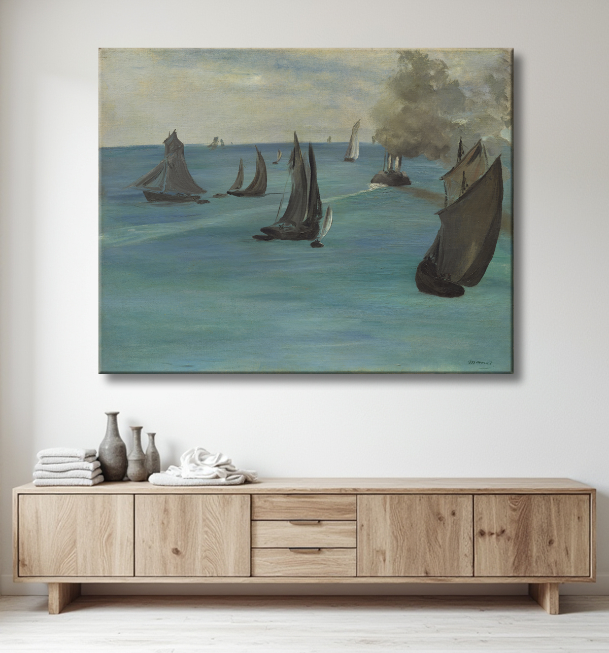 Reproduction Sea View, Calm Weather (Vue de mer, temps calme) de Édouard Manet avec decor